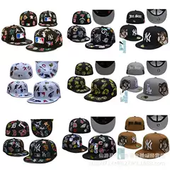 2025 New Full-Label Cross-Border Foreign Trade American League Team Cap Baseball Cap Large Head Circumference Non-Adjustable Flat Brim Cap