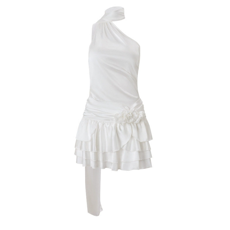 Elegant Off Shoulder Satin Backless Dress French Style Spring Collection Sexy Vibe Wholesale Available