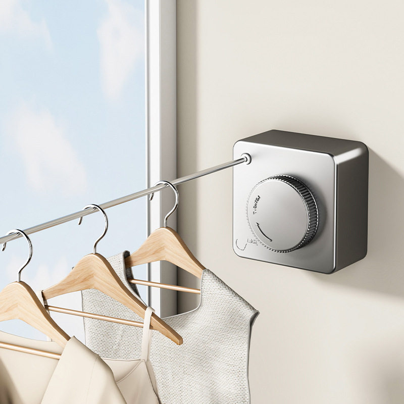 Invisible Clothes Drying Rack Dormitory Retractable Clothesline Indoor and Outdoor Punch-Free Balcony Telescopic Steel Wire Rope Quilt Drying Artifact