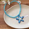 Vacation Island~Blue Straw Starfish Necklace Women's Summer Beach Seaside Resort Style Clavicle Chain Niche Accessories
