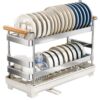 304 Stainless Steel Kitchen Storage Rack Dish Drainer Double-Layer Ultra-Narrow Edge Draining Basket Bowl and Chopstick Plate Organizer