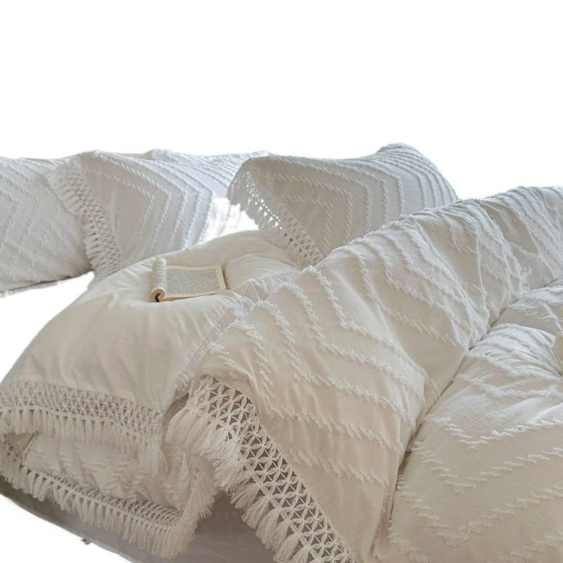 Three-Dimensional Cut Flower Four-Piece Set Korean Nordic Style Washed Cotton Fitted Sheet Four-Piece Set Japanese Style Simple Three-Piece Set