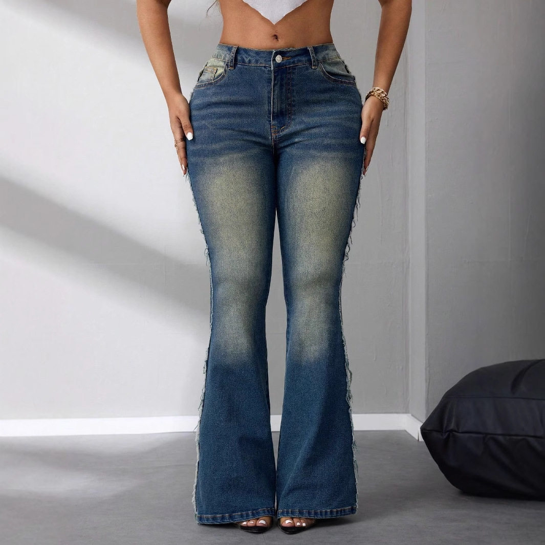High Waisted Flare Jeans Stretchy Trendy Comfortable Casual Wear for Women Wholesale Available