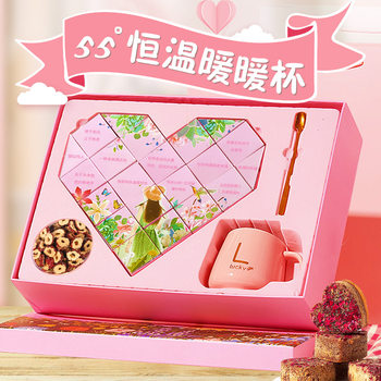 Christmas and Valentine's Day Gift Brown Sugar Gift Box with Thermostatic Cup, Loving Ginger Tea for Girlfriend and Best Friend's Good-Looking Birthday