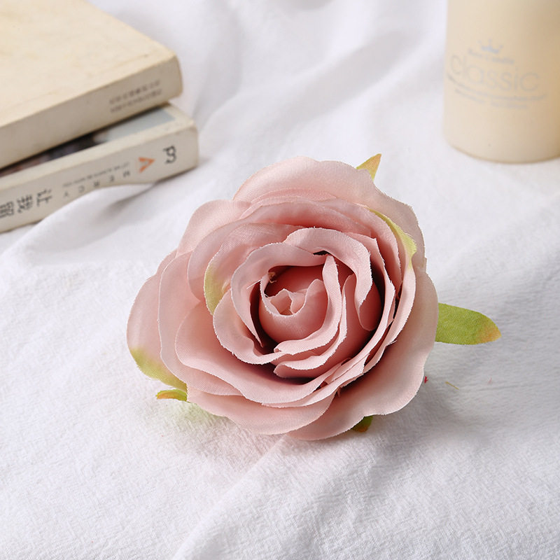 仿真玫瑰花头DIY假花绢花婚庆婚礼花材胸花发饰装饰花玫瑰花批发
