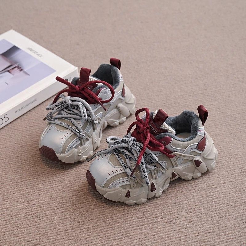 Girls' sneaker 2024 New Autumn and Winter Boys' Shoes Winter Children's Torre Shoes fleece-lined Baby's Cotton Shoes