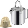 1.2L Stainless Steel Outdoor Mountaineering Camping Teapot Portable Hanging Pot with Handle Picnic Cookware Camping Coffee Pot