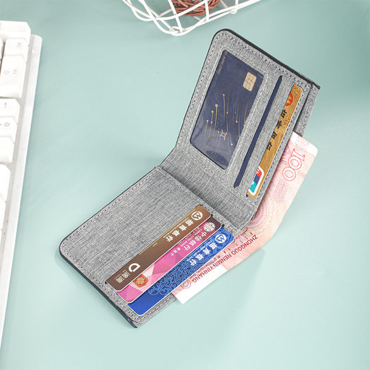 Advanced Simple Wallet Men's Short 2025 New Card Holder Integrated Wallet Men's Canvas Splicing Coin Clip Wholesale