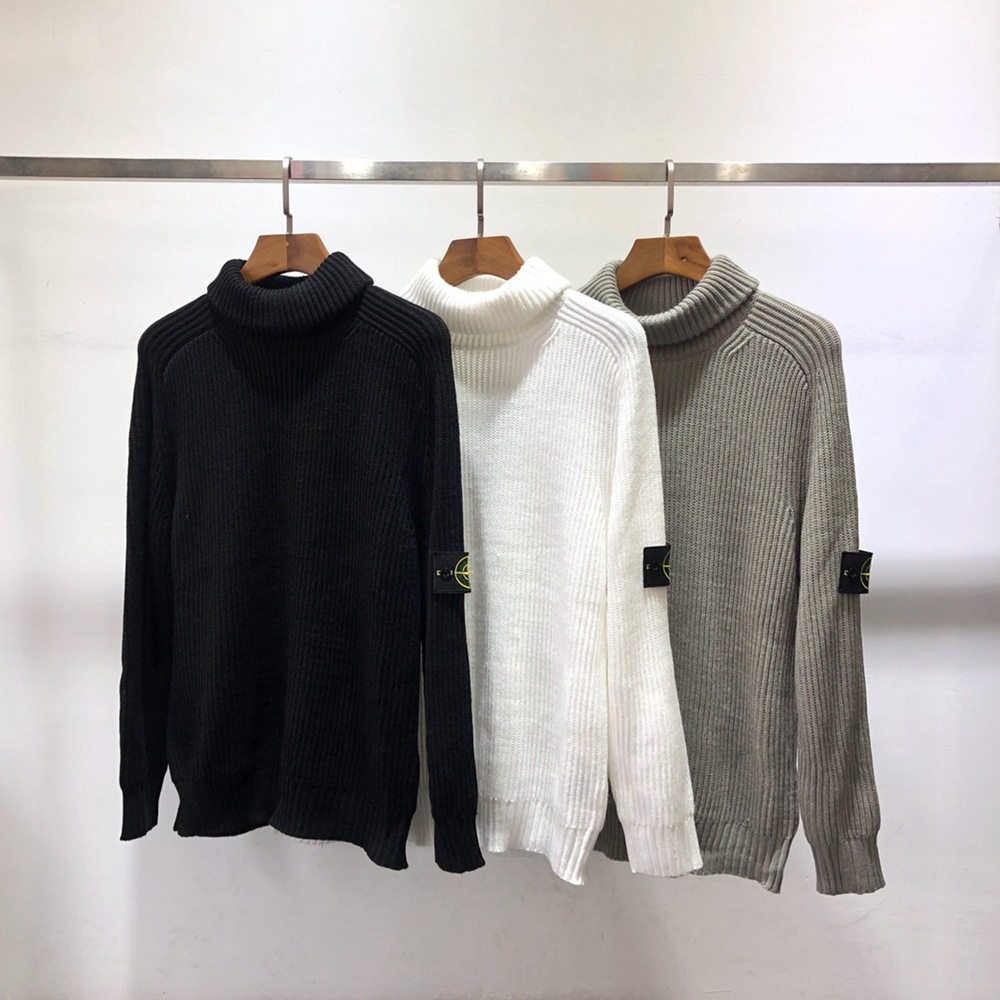 Stone new stone island 24 осенне-зимняя базовая повязка на руку, мужской и женский кардиган, пуловер с высоким воротом, вязаный шерстяной Изображение 1