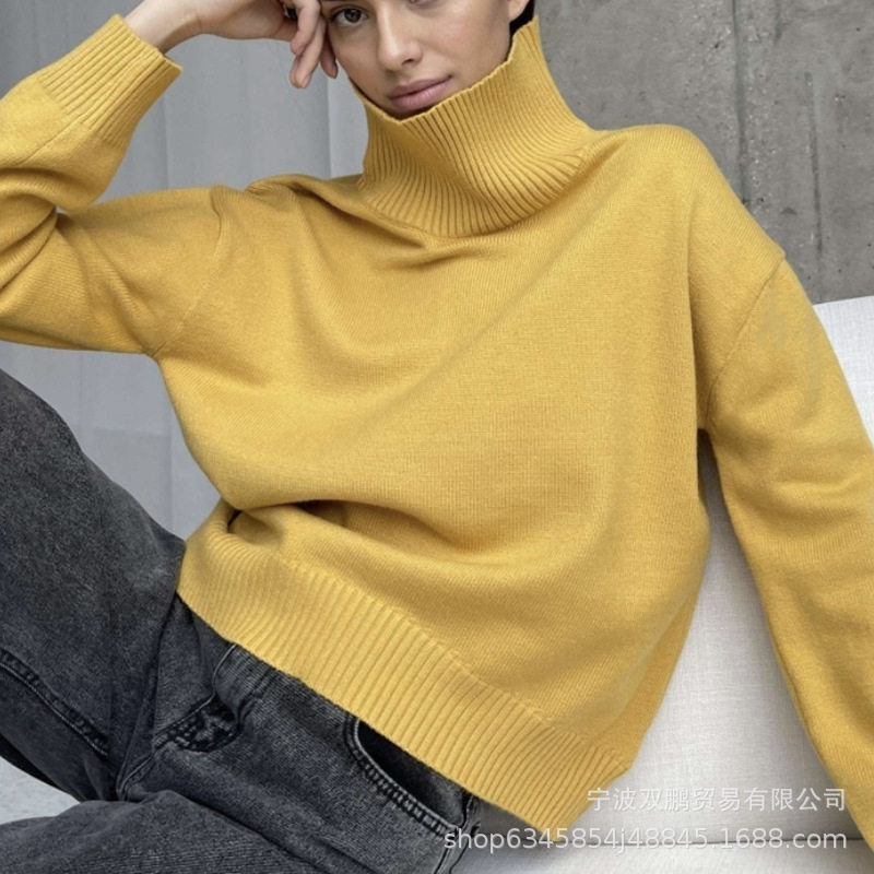 High Neck Loose Knit Sweater Soft Fabric Multiple Colors Autumn Winter Style Ready to Ship Wholesale Available