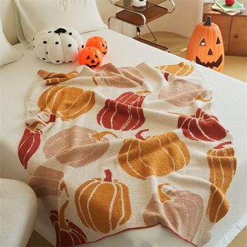 Cross-Border Halloween Pumpkin Maple Leaf Half Blanket Sofa Blanket Cover Blanket Leg Nap Blanket Thickened Bedside Blanket