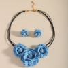 Cross-border Explosions Blue Retro Denim Multi-layer Rose Collar suit Fashion High-end Flower Earrings Necklace