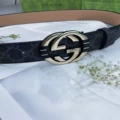 Black cloth pattern laser gold buckle
