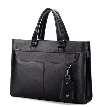 New Men's Bag Genuine Leather Handbag Men's Business Briefcase Cowhide Horizontal Computer Bag Business Travel Hand Bag