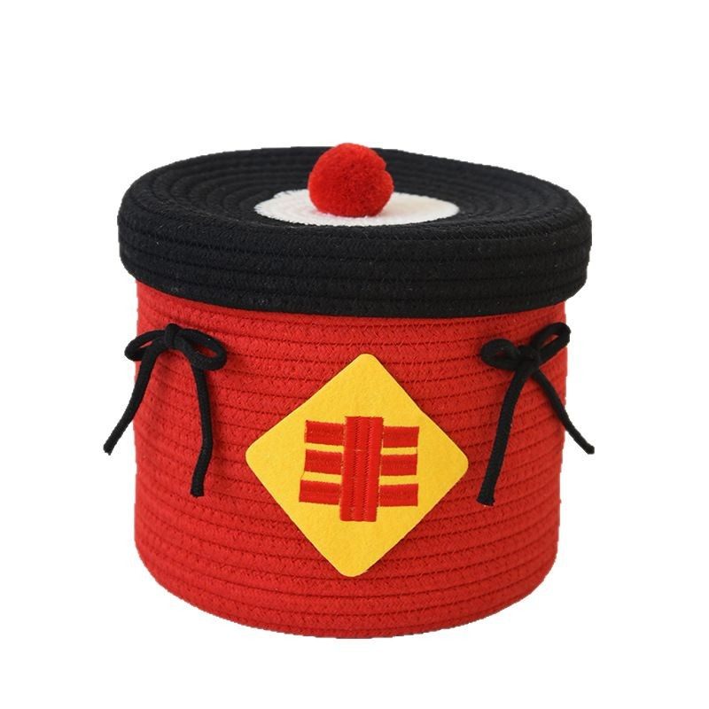 New Toy Cosmetic Storage Basket Desktop Woven Snack Storage Box with Lid Sundries Storage Decorative Storage Basket