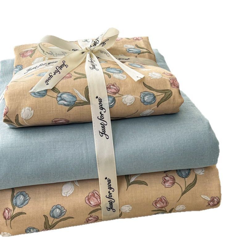 Class A maternal and infant grade antibacterial aerobic cotton double-layer yarn skin-friendly cotton small fresh printed sheets three or four-piece set