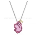 Red diamond crown head swan white gold necklace