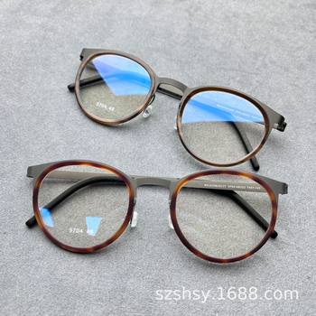 9704 Jiang Wen Tonga Pure Titanium Optical Mirror Men's and Women's Glasses Frame Retro Round Ultra Light
