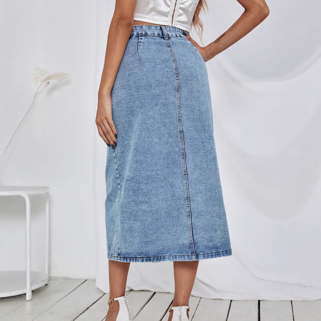 High Waisted A Line Denim Skirt Casual Trendy Slim Fit Perfect for Everyday Wear Wholesale Available