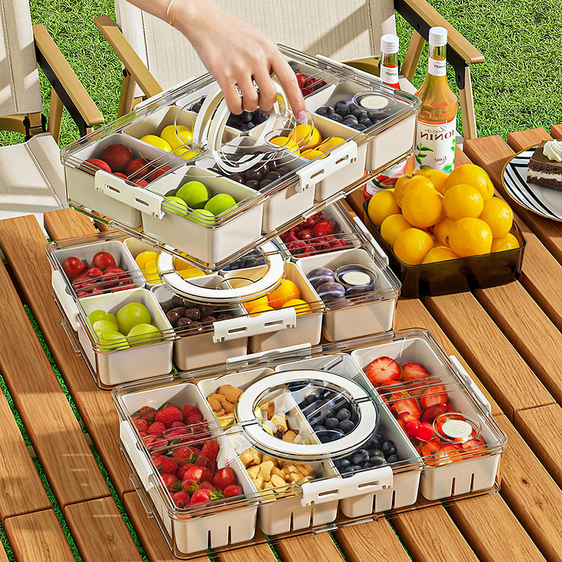 Transparent Refrigerator Storage Box Picnic Fruit Box Snack Storage Box Compartment Spice Crisper Storage Box Does Not Smell