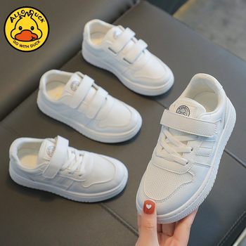 Little Yellow Duck Kidsren's White Shoes Campus Baby Shoes Boys White Sports Shoes Kindergarten Girls Sneakers Breathable Shoes