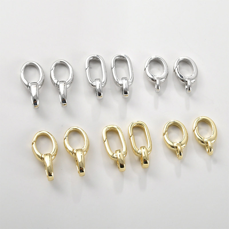 14k Electroplated Real Gold Color-preserving Chain Lobster Clasp Oval 8-character Spring Buckle diy Necklace Bracelet Connection Finishing Buckle
