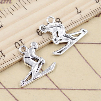 Ancient Silver Ski Athlete DIY Accessories Pendant Charm Necklace Bracelet Pendant