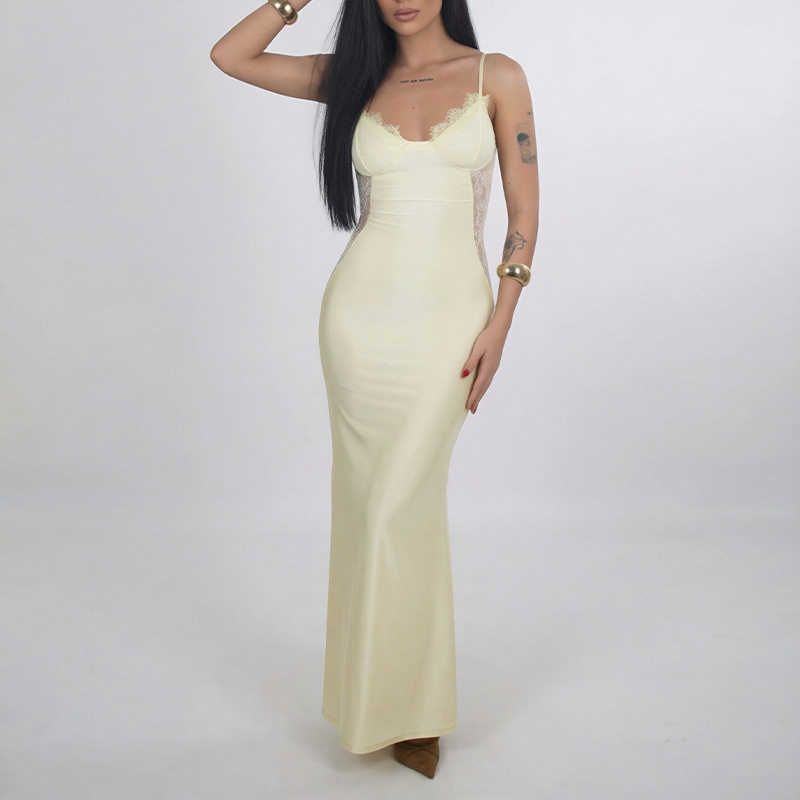 Lace Cami Dress Elegant Design Slim Fit Solid Color Summer Fashion Perfect for Parties and Events Wholesale