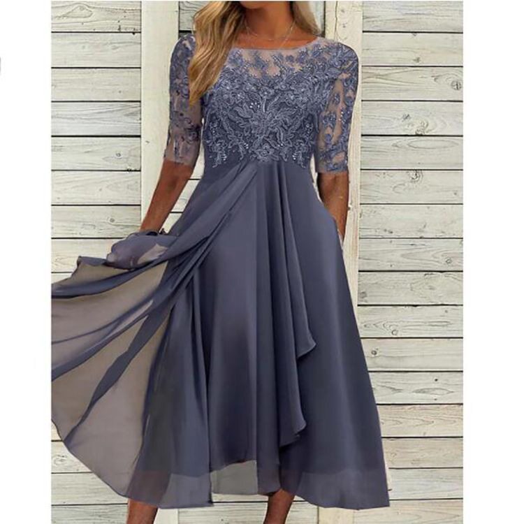 Chiffon Lace Hollow Out Long Dress Elegant Design Perfect for Bridesmaids Evening Gown Wholesale Available