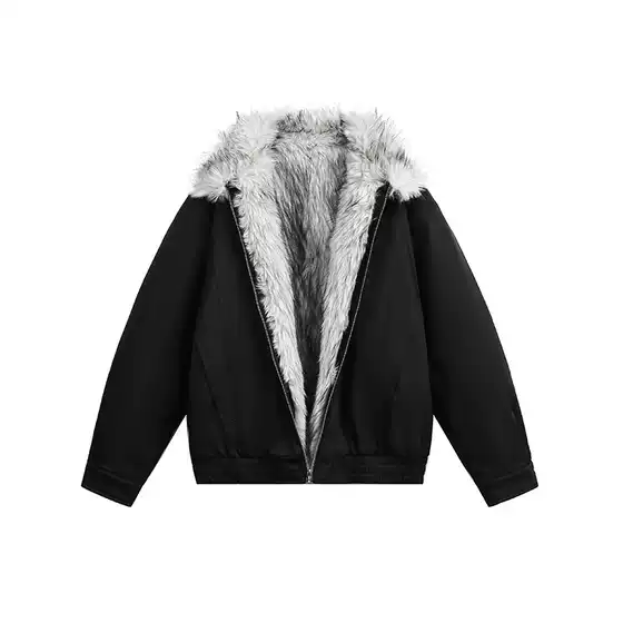 BOOGOOVOGUE Original Bomber Heavyweight Men's Faux Fur Collar Padded Winter Jacket Thick Structured Coat