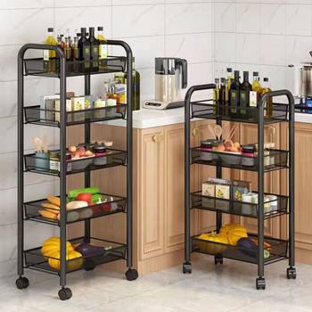 Kitchen Storage Rack, Floor-Standing Multi-Layer Movable Storage Rack, Household Storage Trolley, Multi-Purpose Vegetable and Fruit Rack