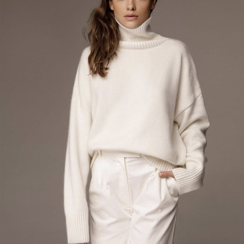 High Neck Loose Knit Sweater Soft Fabric Multiple Colors Autumn Winter Style Ready to Ship Wholesale Available