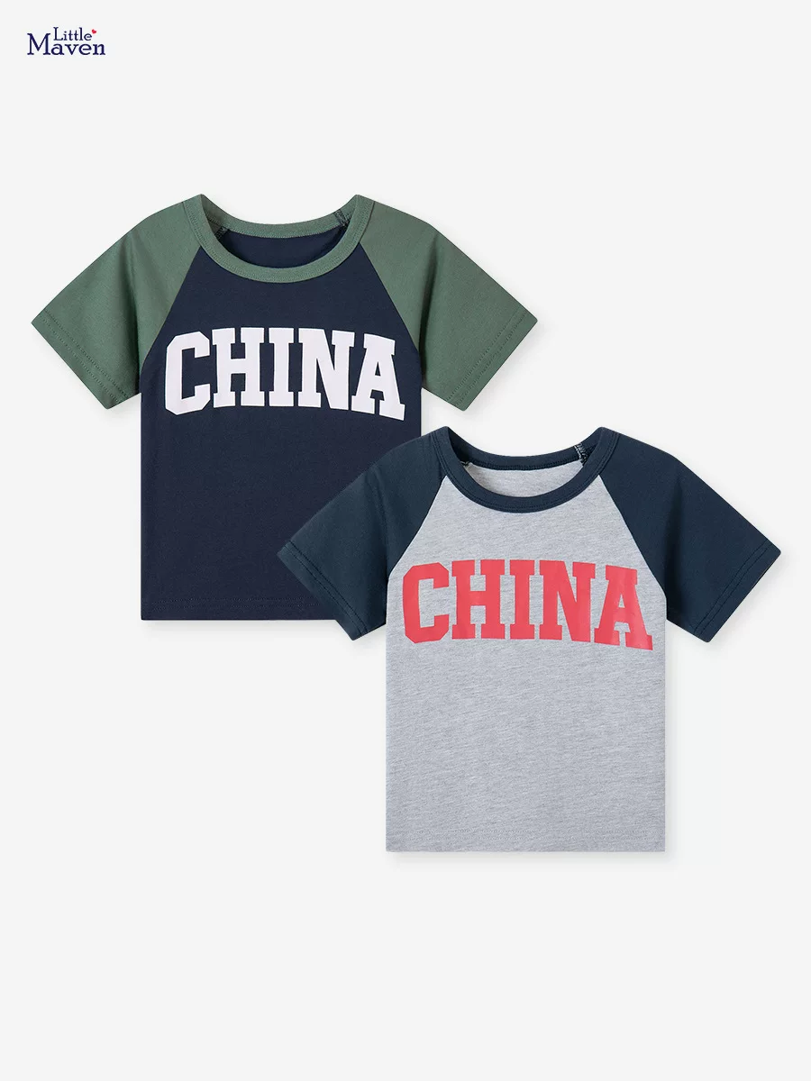 Summer Kids' Printed T-shirt, Fashion Letter Boys' Crewneck T-shirt, Short-sleeve Kids' Top