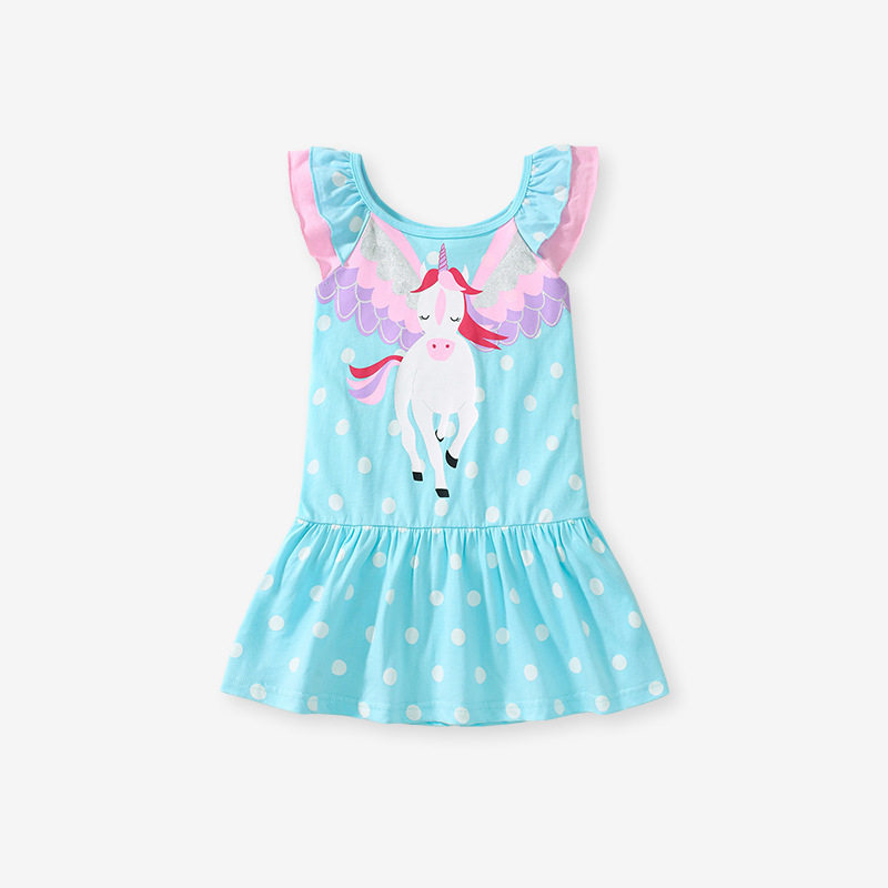 Custom-made Girls' Dress, Cartoon Short-sleeve Kids' Dress, Summer Cotton Kids' Skirt