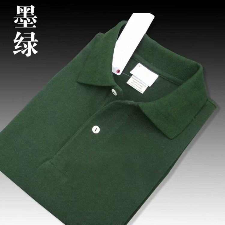 跨境外贸男装法国鱼仔夏装纯色翻顶POLO衫男士宽松上衣短袖T恤男