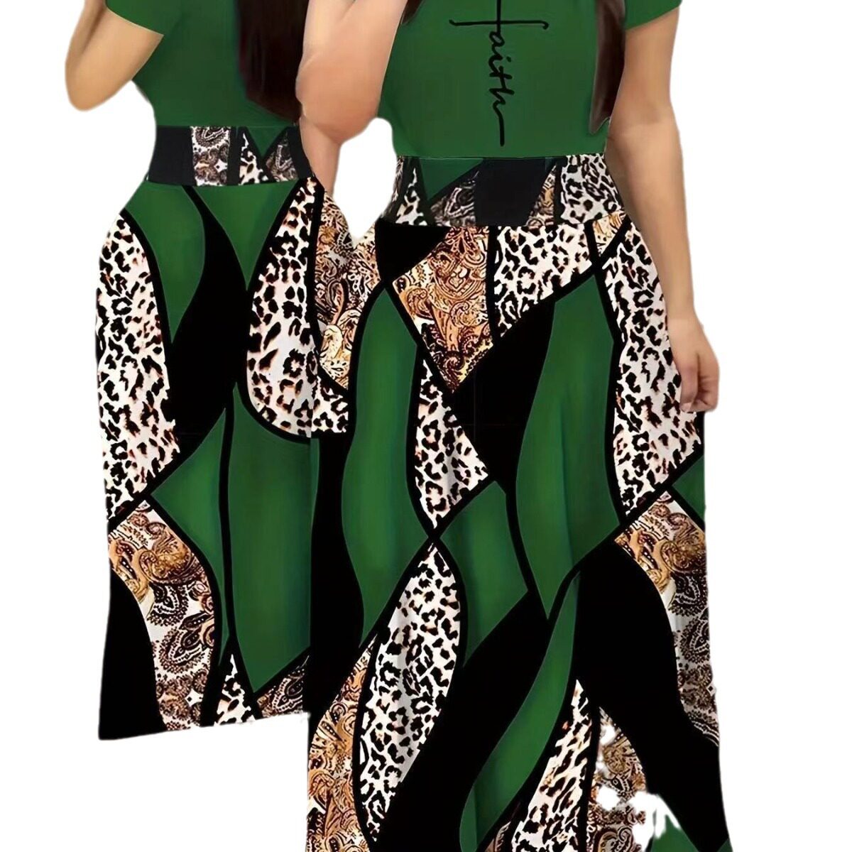 Women's Printed Casual Crew Neck Dresses