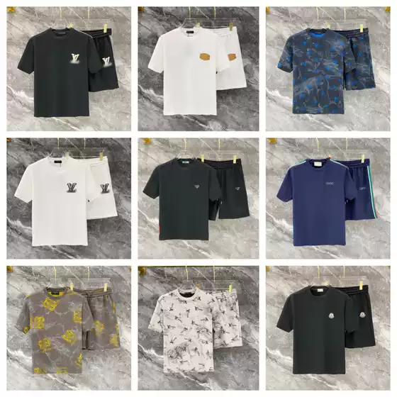 [Printed Version] Casual Suit Trendy Brand Fashion European and American Men's Suit Summer T-Shirt Collection Short Sleeve 3D Digital