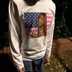 American Flag Style Loose-Fitting Long-Sleeve T-Shirt for Men and Women, Printed, Fashionable and Warm for Autumn and Winter, Suitable as an Inner Layer