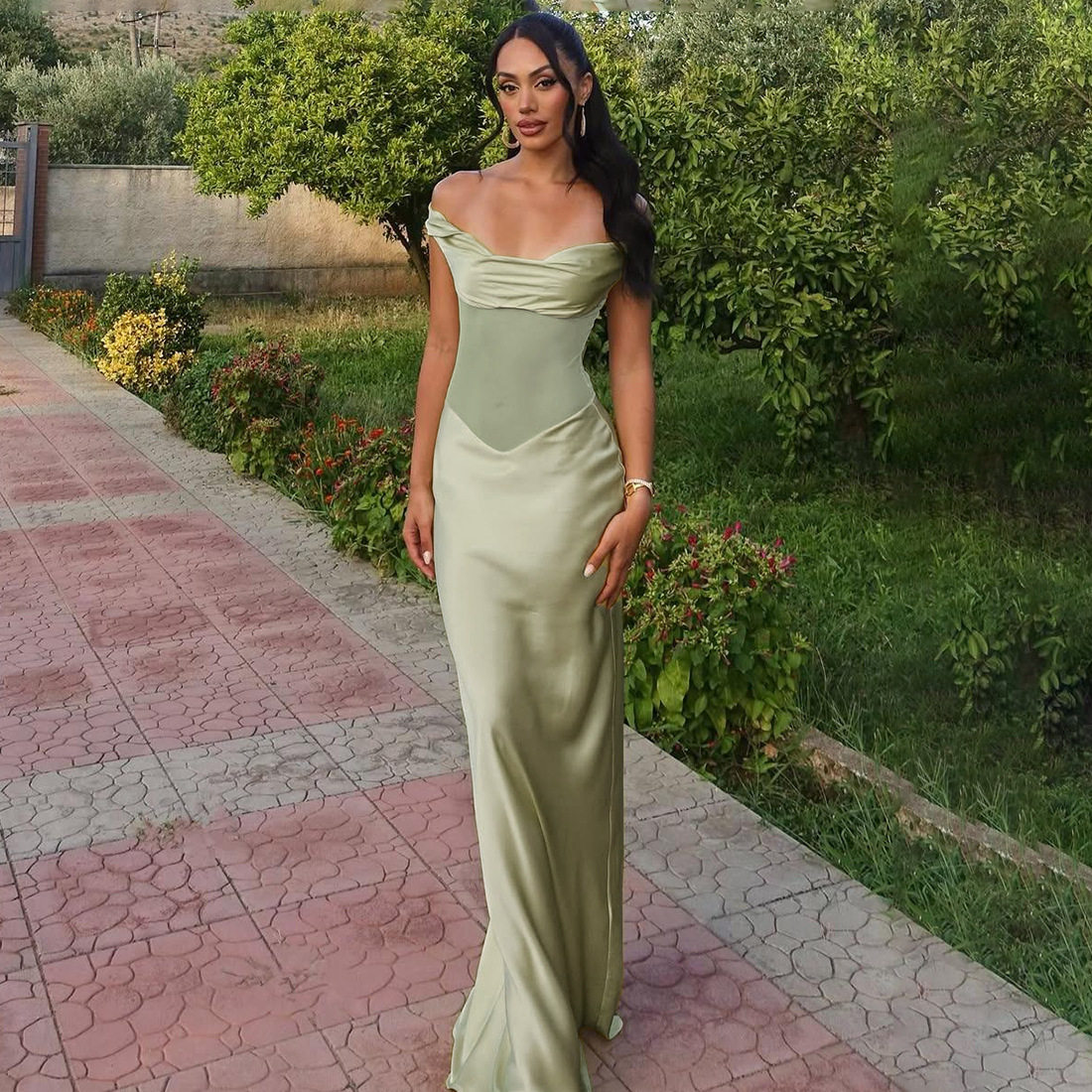 Off Shoulder Sheer Mesh Bodycon Maxi Dress Sexy Form Fitting Elegant Evening Wear Party Dress OEM Available