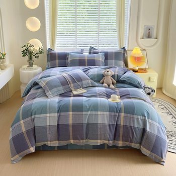 Simple Cotton Brushed Four-Piece Set, Warm and Skin-Friendly Student Dormitory Bedding, Suitable for All Seasons