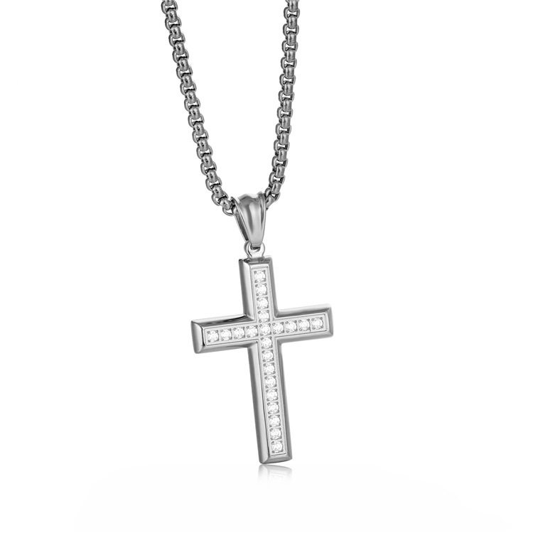 Light Luxury Niche Stainless Steel Necklace Cross Sweater Chain for Women Cross-Border Hot Item