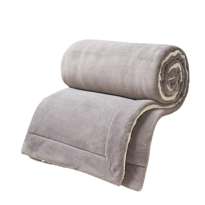 Autumn and Winter Double-Layer Thickeneded Lamb Velvet Blanket Pure Color Composite Milk Velvet Blanket Flannel Single and Double Nap Blanket