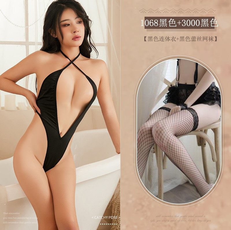 免脱情趣性感内衣镂空系带开档连体衣女火辣免脱制服诱惑睡衣1068