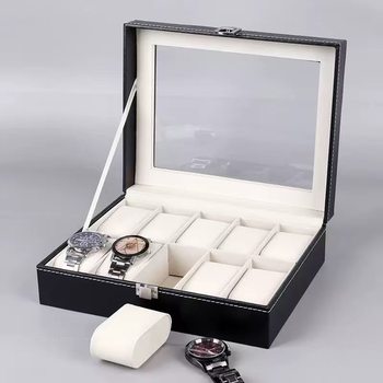In-Stock Pu Leather Watch and Jewelry Box with 2 Slots, 3 Slots, 6 Slots, 10 Slots, 12 Slots, 20 Slots, 24 Slots for Watch Storage and Display