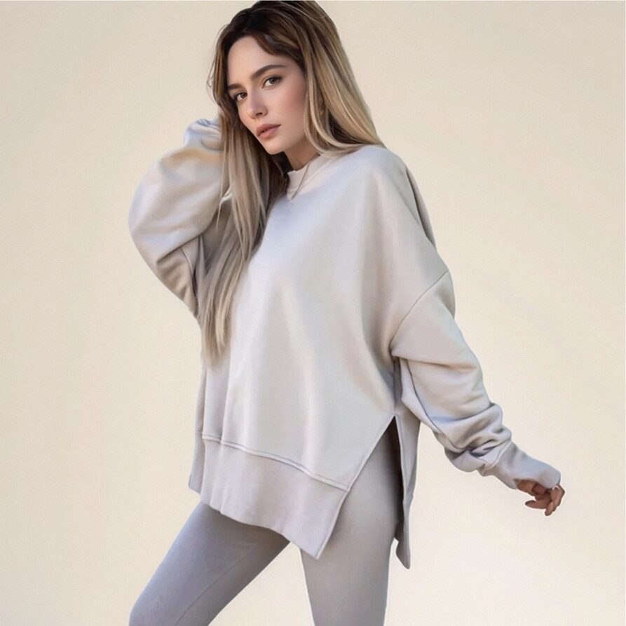 Cross-Border New Foreign Trade Autumn Women's European and American Casual Tight Trousers Loose Sweatshirt Suit Two-Piece Set