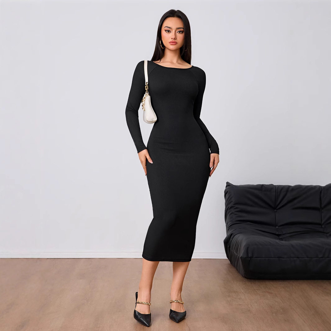 Fashionable Womens Midi Dress Simple Design Sexy Backless Bodycon Fit Spring Summer Occasion Wholesale Available