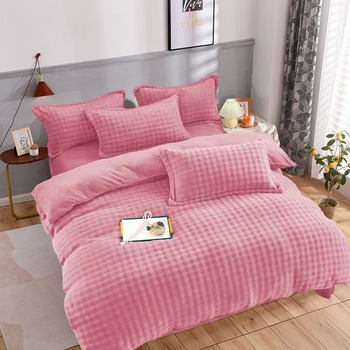 Winter Bubble Milk Velvet Four-piece Set fleece-lined Quilt Cover Bed Sheet Pillowcase Single Double Thickened Plush Quilt Cover Three-piece Set