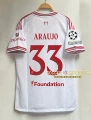 2627 liverpool away custom jersey #33 with champions league armband