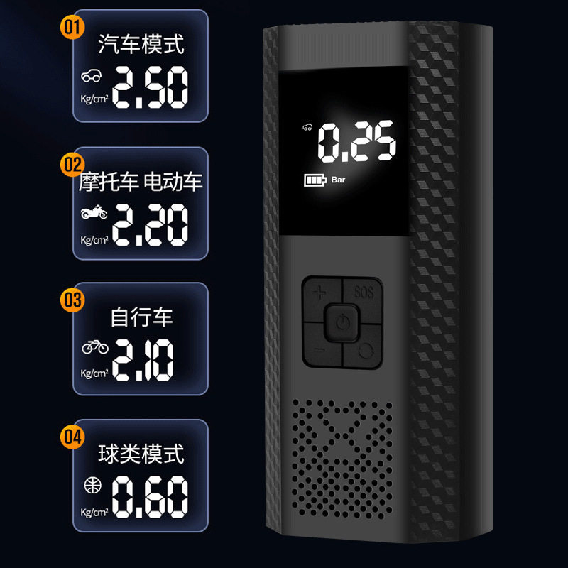 Car Air Pump Wireless Lithium Battery Smart Digital Display Electric Air Pump Tire Air Pump Portable Inflator Cross-Border