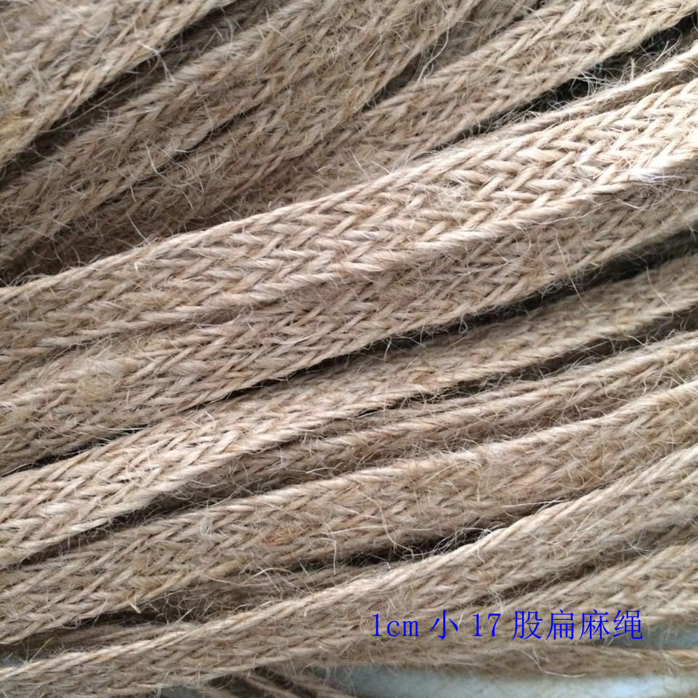 Manufacturer in stock pin pin 1cm-4cm wide flat woven jute rope woven thickened hemp rope natural vintage hemp ribbon
